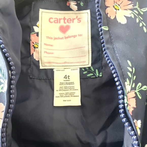 Carter's toddler light spring Bomber jacket Navy Multi Sz-4t - Picture 7 of 8